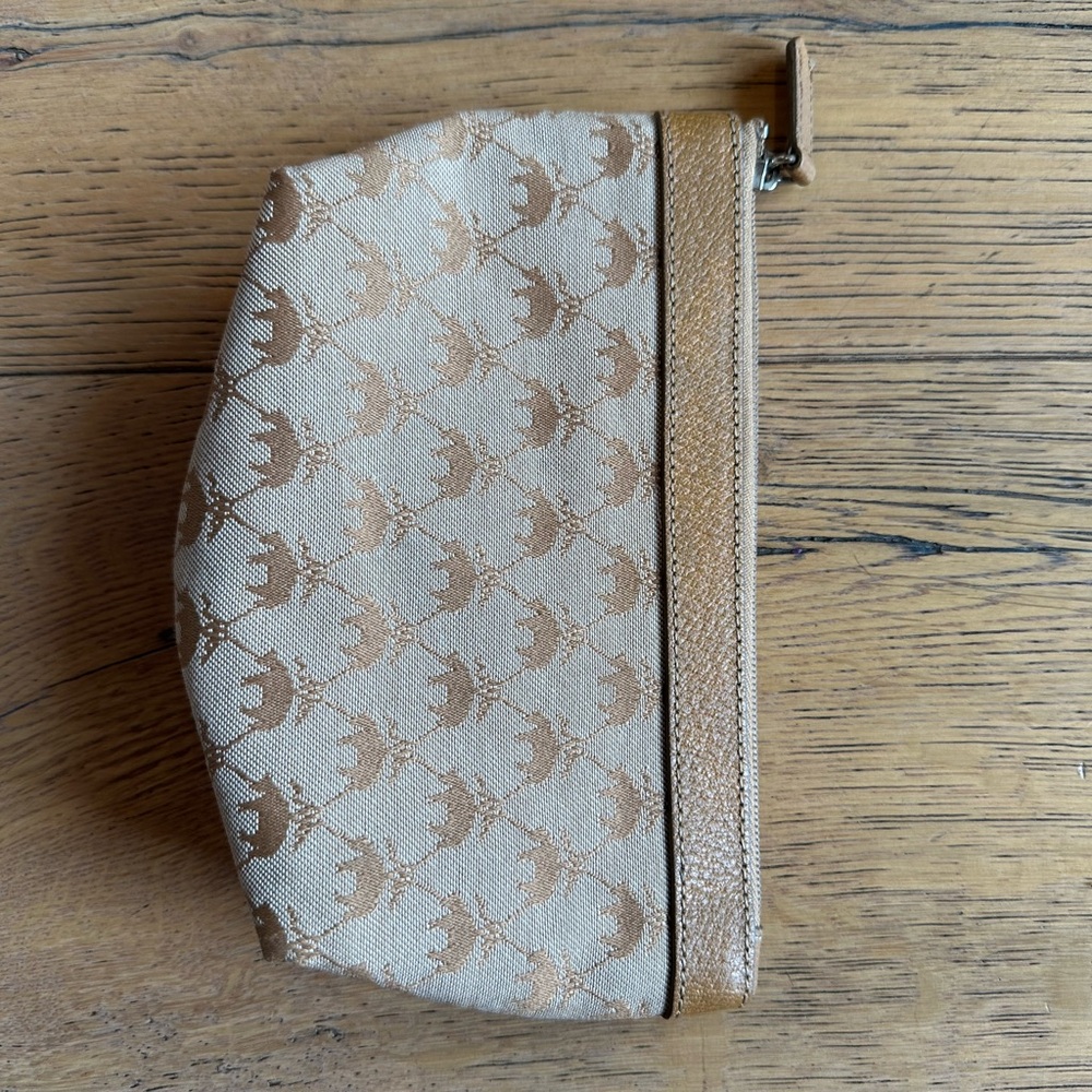 Brooks Brothers  Tan Logo Patterned Pouch